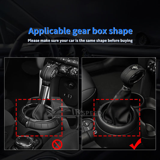 For Mini Cooper F-Series Black Hard Carbon Fiber Gear Shift Panel Frame Cover - detail view