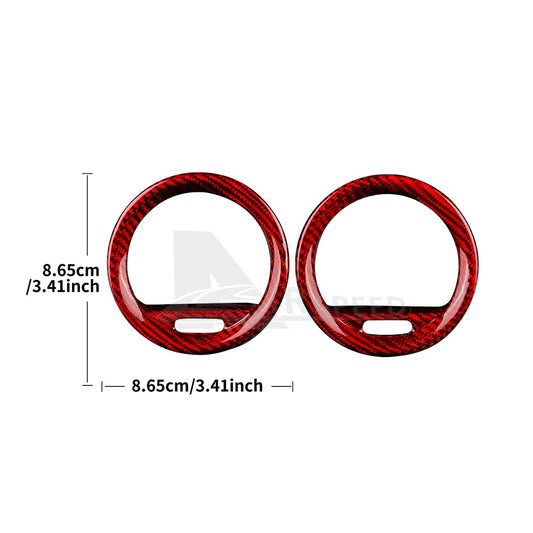 Red Carbon Fiber Center Side Air Outlet Frame Cover for Abarth 595 595C 2012-15 - detail view