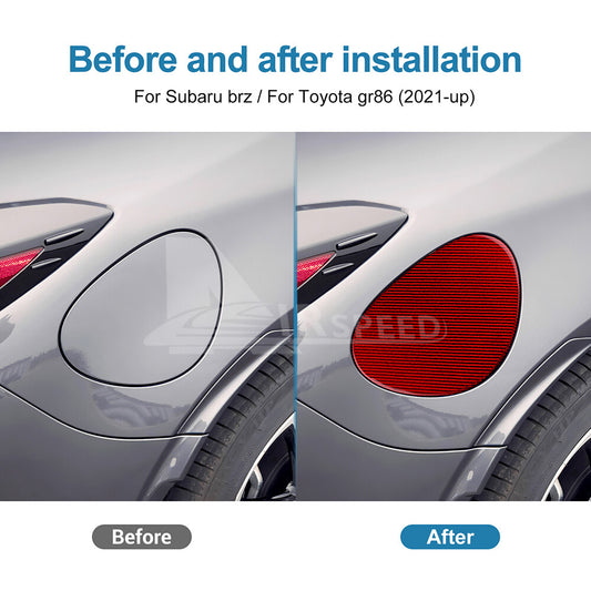 For Subaru BRZ GR86 2021-2023 Fuel Gas Tank Cap Cover Real Hard Carbon Fiber RED - detail view