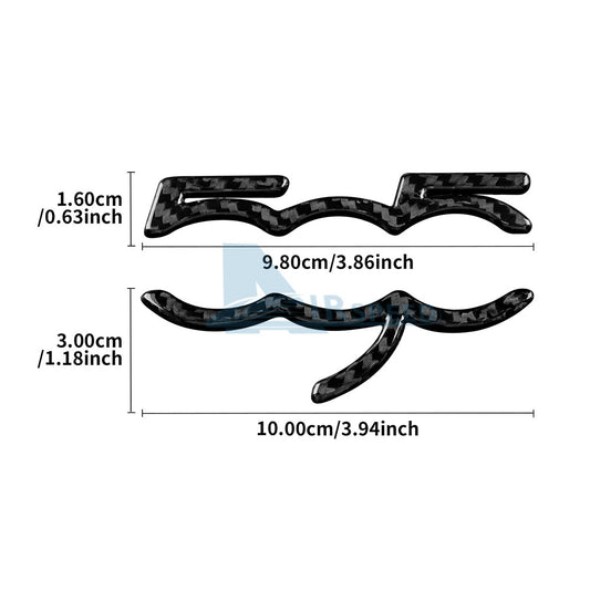 Carbon Fiber Co-Pilot Decor Stickers for Abarth 595 695 2012-2024 Fiat 500 08-24 - detail view