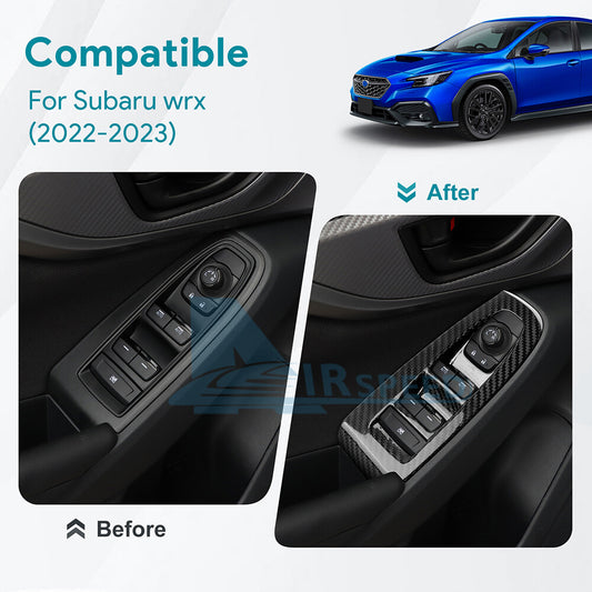REAL HARD Carbon Fiber Black Window Control Button Cover For Subaru BRZ 2022-2023 - detail view