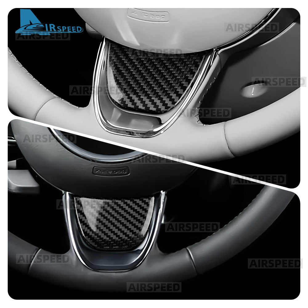 Black Hard Carbon Fiber Steering Lower Trim Sticker For Fiat 500/500C - detail view 16