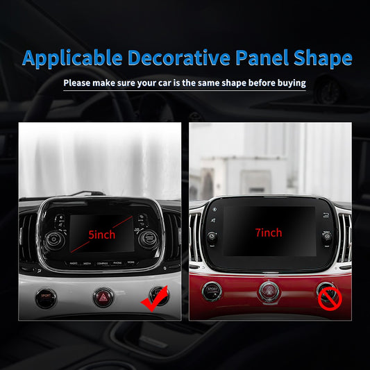 For FIAT 500 2016-2024 Center Navigation Frame Cover Carbon Fiber Italian Color - detail view