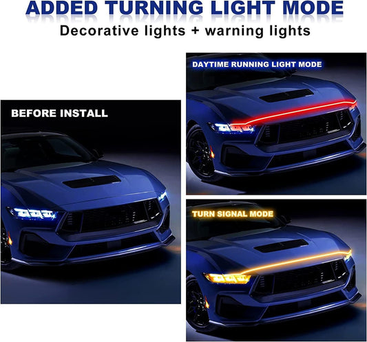 For Universal 1.5M Two-Color Engine Cover LED Light Bar Red Yellow - FREE GIFT