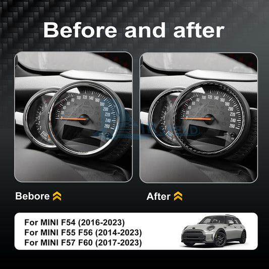 Black Speed Indicator Cover REAL HARD Carbon Fiber For Mini F54 F55 F56 F57 F60 - detail view