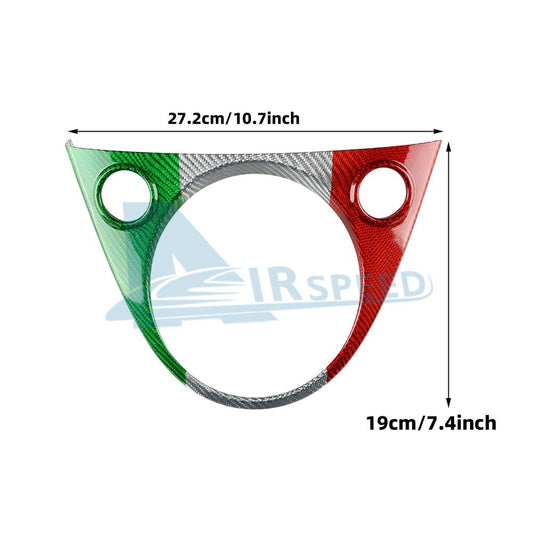 Carbon Fibre Gear Shift Frame Cover Italy Flag For Fiat 500 Barth 595 695 16-24 - detail view