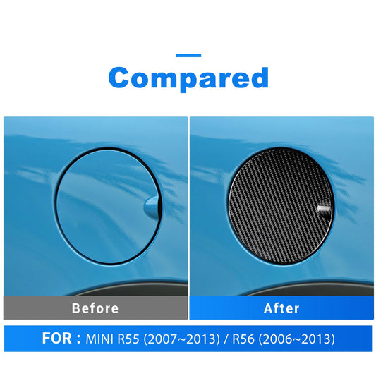 Fuel Gas Tank Filler Cap Cover Black For MINI R55 07-13 R56 06-13 Carbon Fiber - detail view