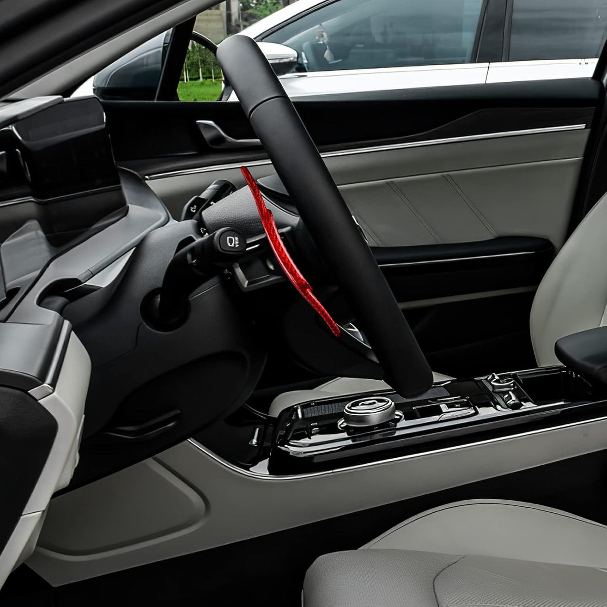 For Kia K5 2020-25 Real Carbon Fiber Red Steering Wheel Paddle Shifter Extension - detail view 8