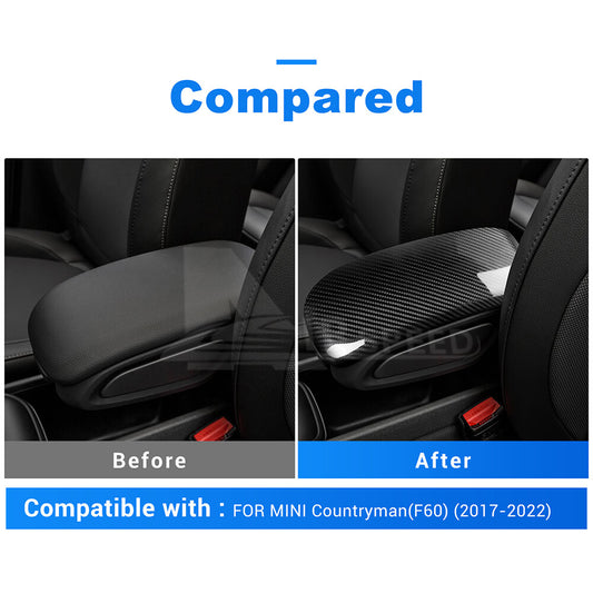 REAL HARD Carbon Fiber Armrest Box Cover For MINI Countryman F60 2017-2022 - detail view