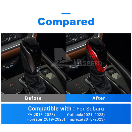Real Carbon Fiber Gear Shift Knob Cover Trim for Subaru Forester Impreza Outback - detail view