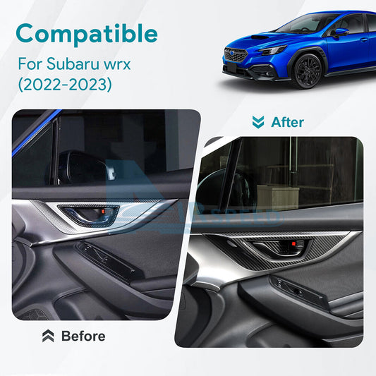 REAL HARD Carbon Fiber For Subaru WRX 2022-2023 Black Front Door Handle Cover - detail view