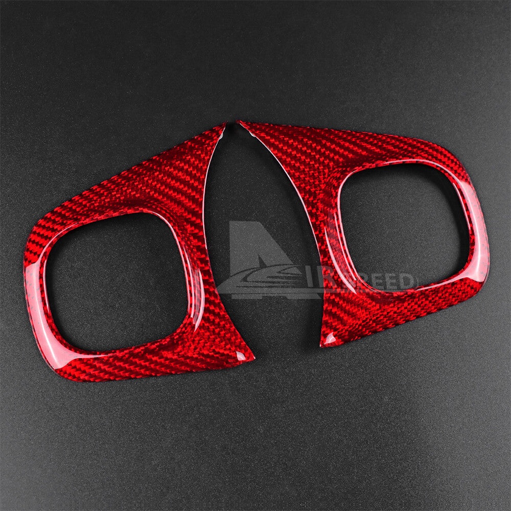 For Fiat 500 2020-2023 Steering Wheel Button Cover REAL HARD Red Carbon Fiber - detail view 7