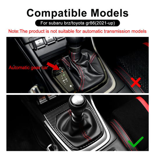Car Gear Shift Panel Sticker Carbon Fiber for Subaru BRZ Toyota GR86 2021-2026 - detail view