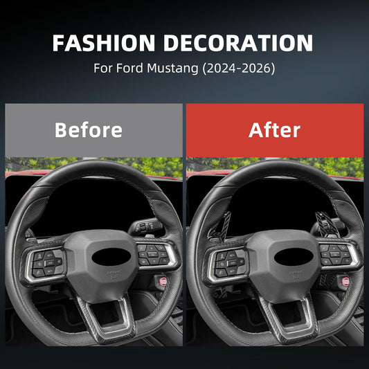 AIRSPEED Hard Carbon Fiber Steering Wheel Paddles for Ford Mustang (2024-2026), Decor Interior Center Console Car Accessories Black - detail view