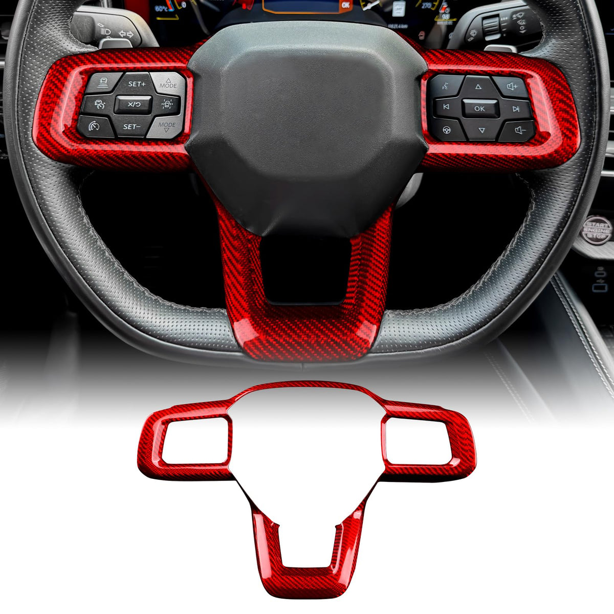AIRSPEED Hard Carbon Fiber Steering Wheel Lower Spoke Trim for 2024-2027 Ford Mustang - detail view 10
