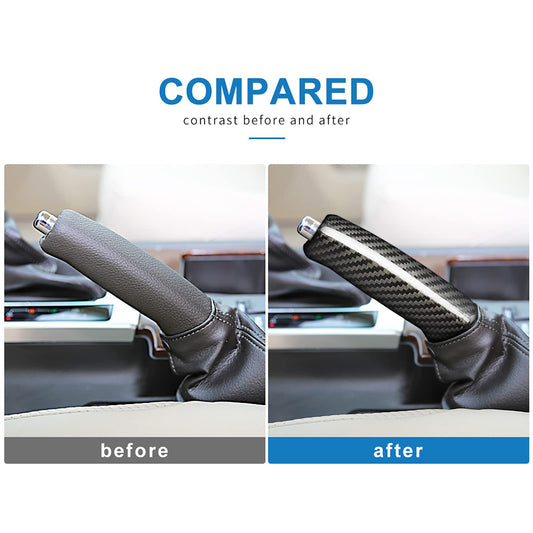 JUPIZEUS Real Carbon Fiber, for Toyota, Car Handbrake Cover Grip Replace Brake Handle Lever for Toyota Land Cruiser Prado 150 120, Interior Trim Accessories, Black - detail view