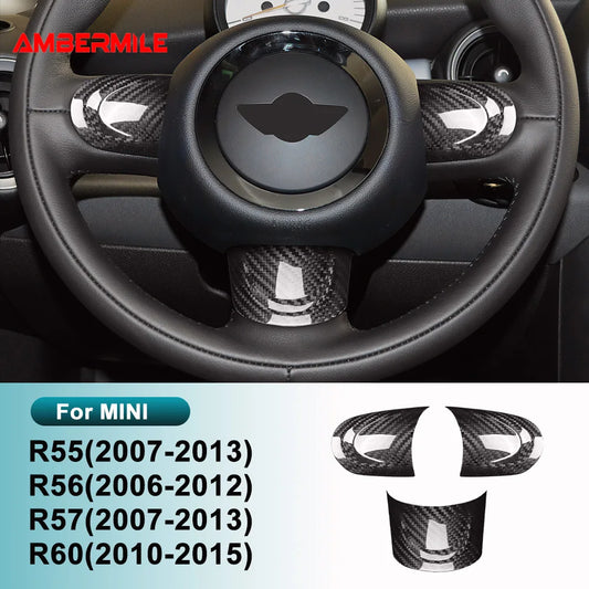 for MINI Cooper Countryman R60 R55 R56 R57 2010 2011 2012 Real Hard Carbon Fiber Car Steering Wheel Cover Trim Accessories - detail view