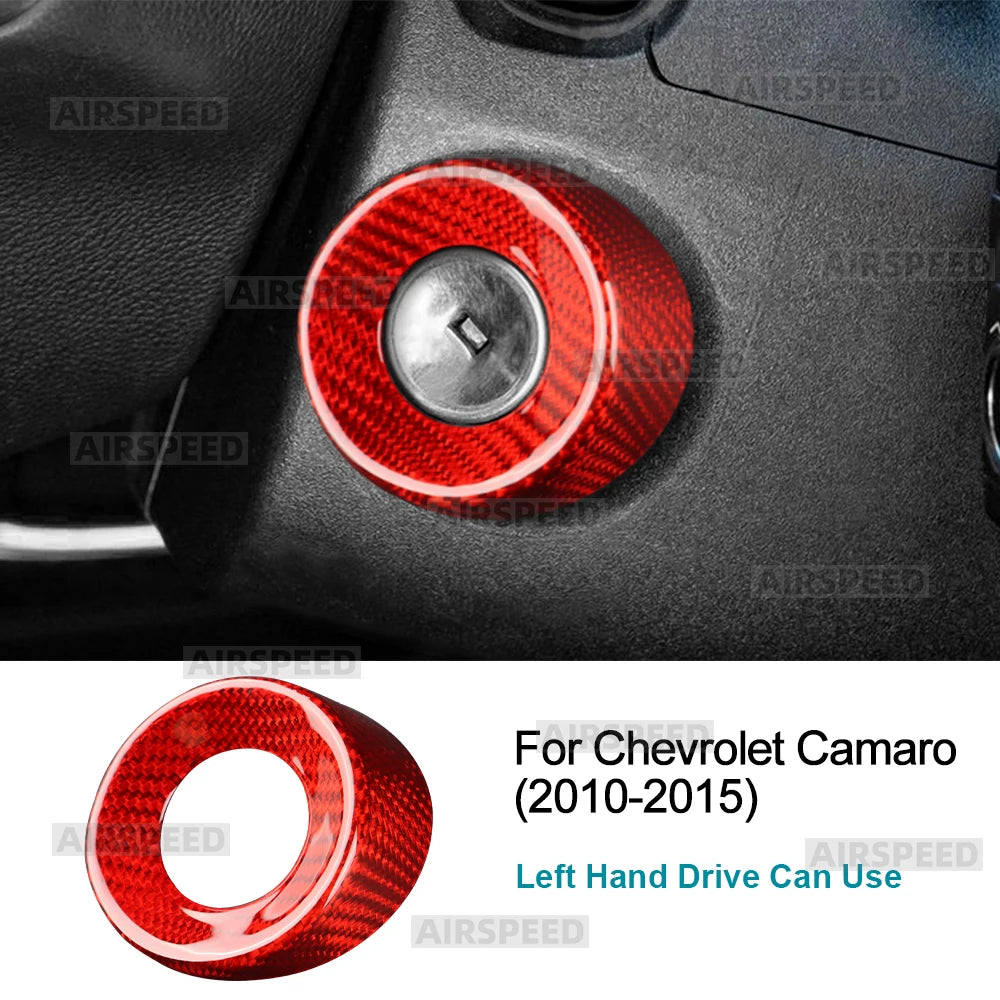 For Chevrolet Camaro 2010-2015 Hard Carbon Fiber Central Control Switch Decoration Ring Knob Trim Cover Interior Car Accessories - detail view 7