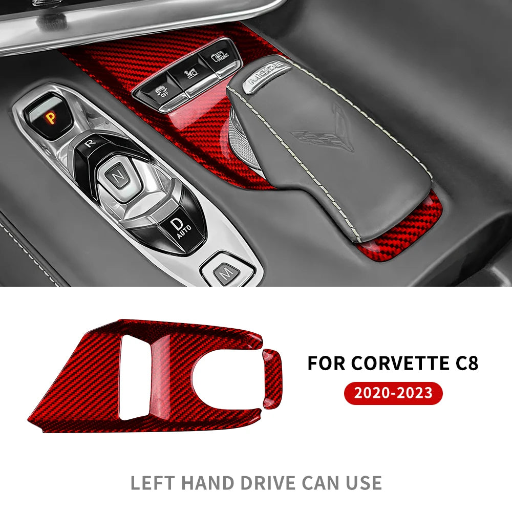 Real Hard Carbon Fiber For Chevrolet Corvette C8 2020 2021 2022 2023 Car Console Gear Shift Button Sticker Accessories