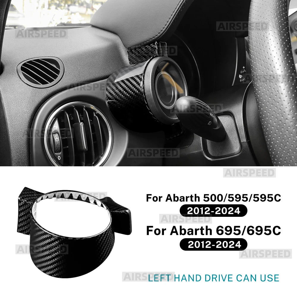 Real Dry Hard Carbon Fiber Sticker For Abarth 595 695 595C 695C 2012-2020 2021 2022 2023 2024 LHD Boost Gauge Cover Trim