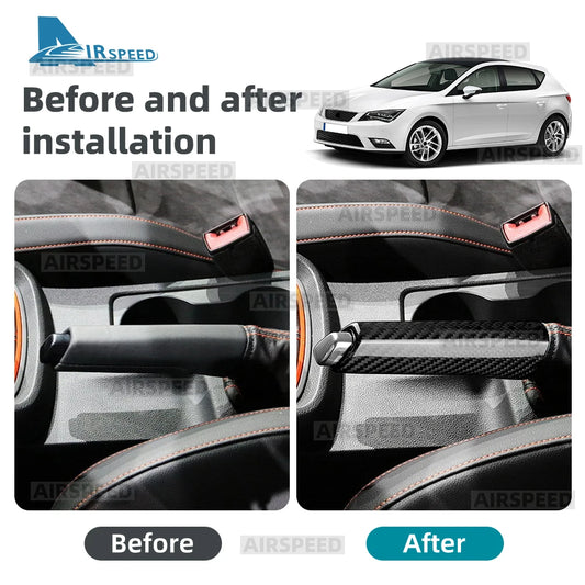 Real Hard Dry Carbon Fiber Replacement Cover For Seat Leon MK3 5F 2013 2014 2015 LHD RHD Car Handbrake Interior Accessories - detail view