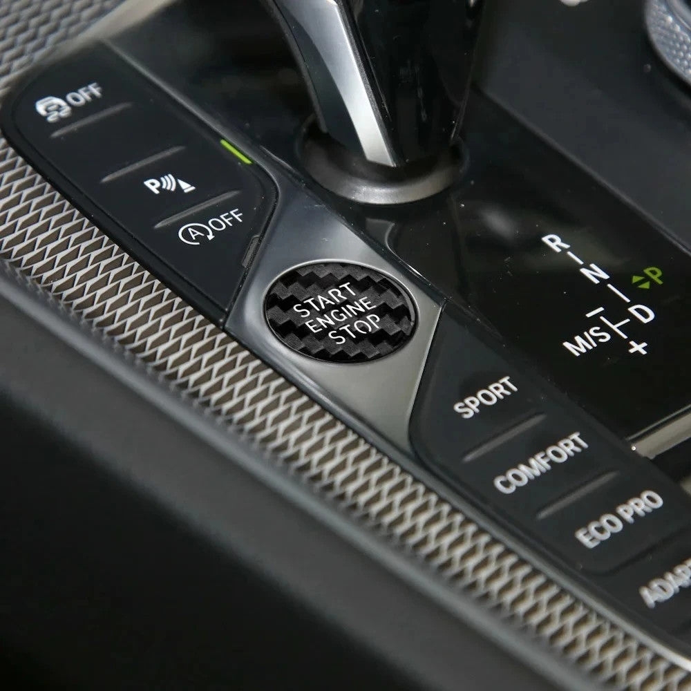 Carbon Fiber Engine Start Button Sticker for BMW X5, Z4, 3 Series G20, G05, G07, G14 & G29 - product view