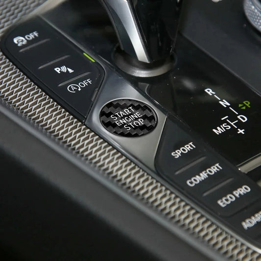 Carbon Fiber Engine Start Button Sticker for BMW X5, Z4, 3 Series G20, G05, G07, G14 & G29 - product view