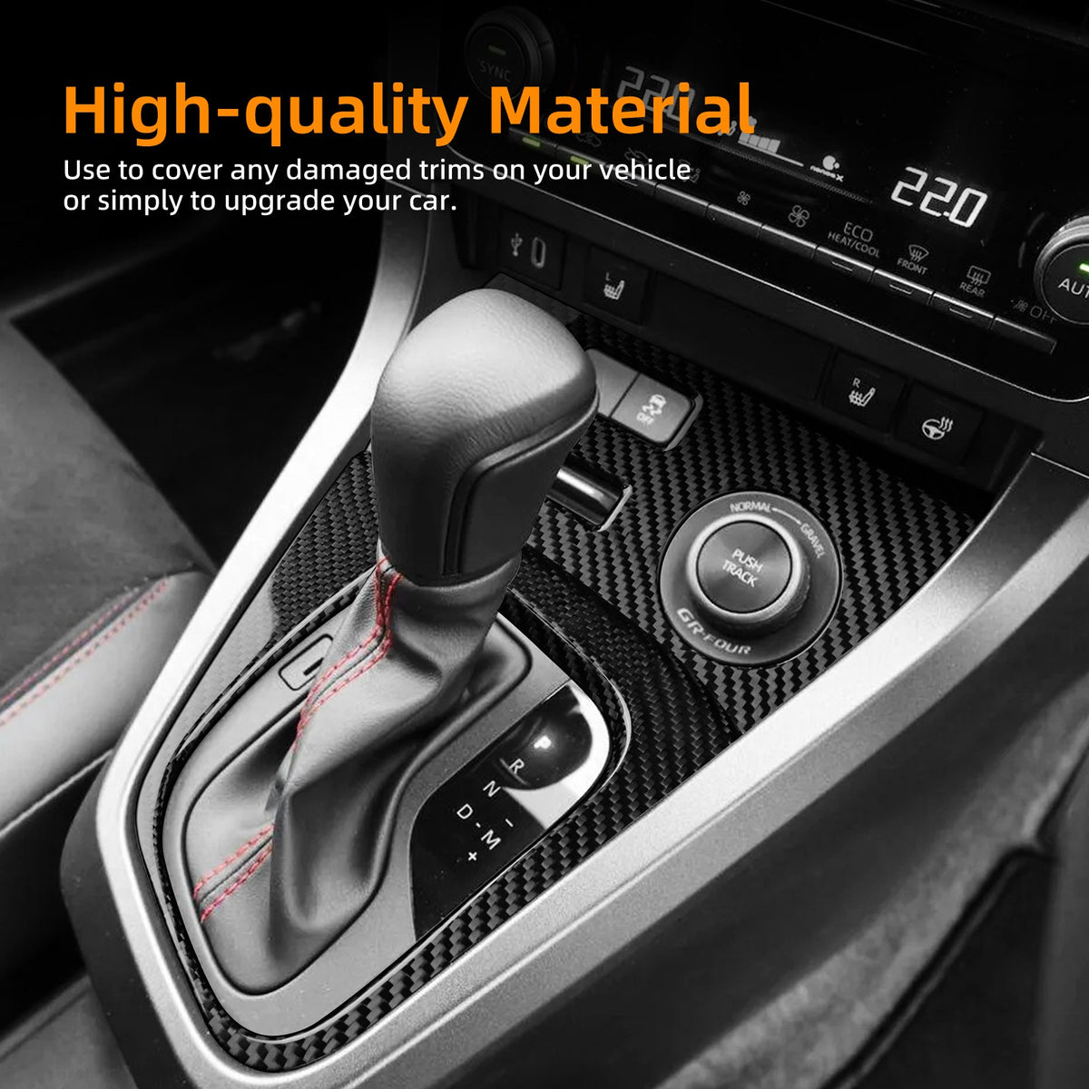 Car Center Gear Shift Panel Cover Carbon Fiber for Toyota GR Yaris 2025-2026 - detail view 7