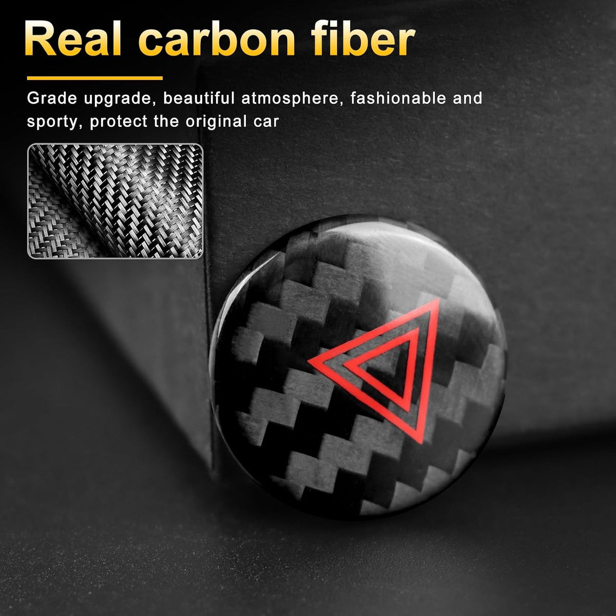 Black Hard Carbon Hazard Warning Button Trim For Subaru WRX 2022-2023 - detail view 8