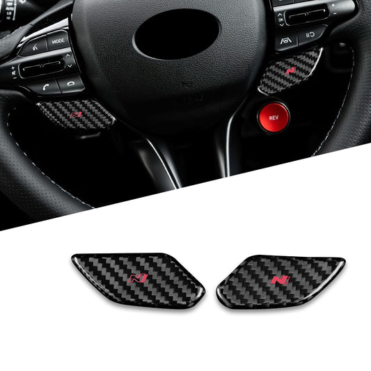 For Hyundai i20 2021-2026 Car Steering Wheel Button Stickers Trim Carbon Fiber