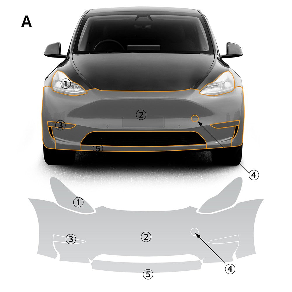 Car Front Bumper Precut Paint Protection Film Clear for Tesla Model Y 2020-2024 - FREE GIFT