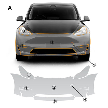 Car Front Bumper Precut Paint Protection Film Clear for Tesla Model Y 2020-2024 - FREE GIFT