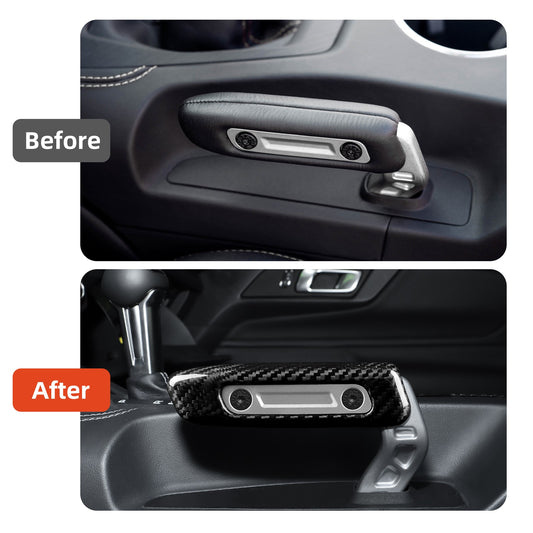 Aluminum Accent Carbon Handbrake Handle For Ford Mustang 2024-2027 - detail view