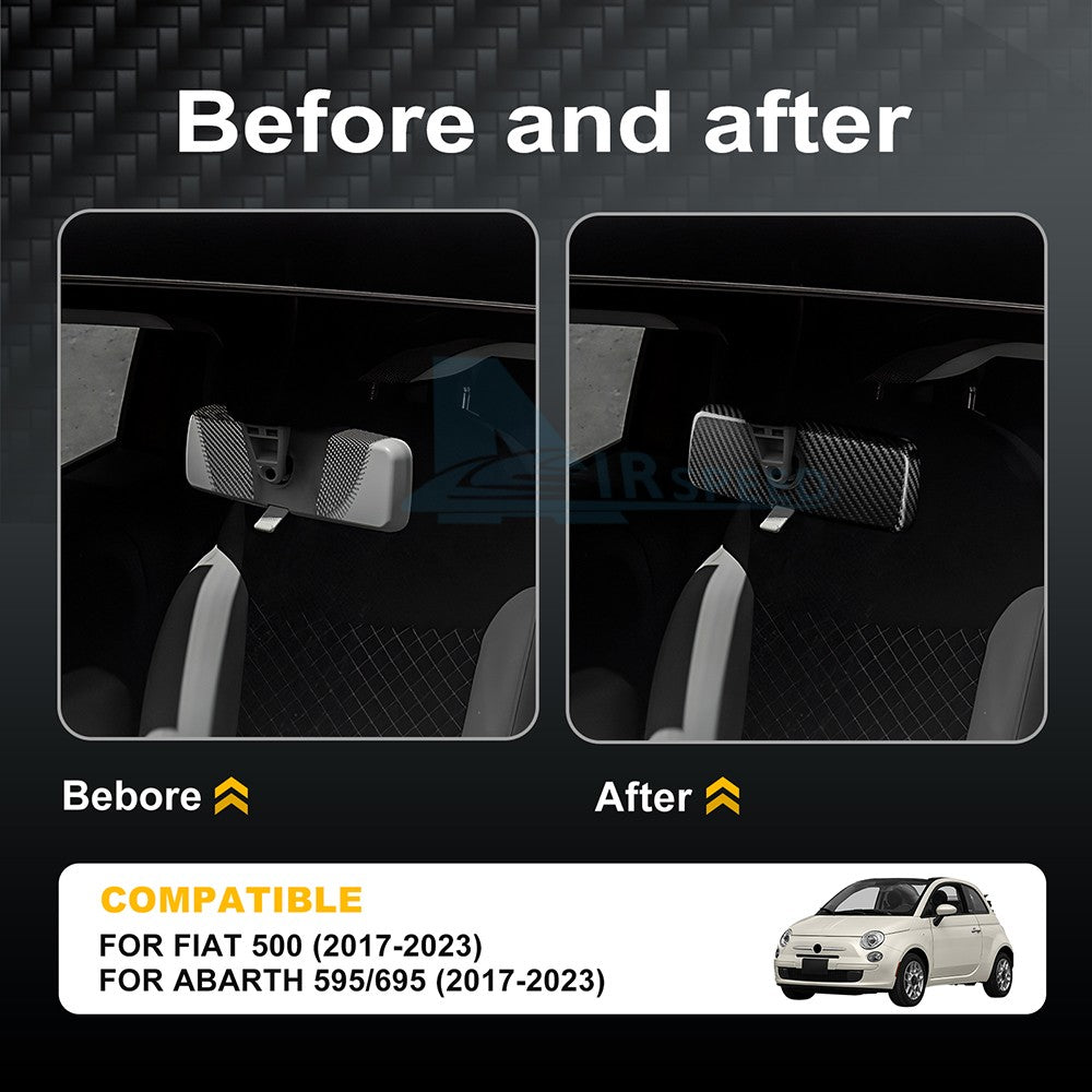 Interior Rear View Mirror Cover Carbon Fiber for Fiat 500 Abarth 595/695 2017-23 - detail view 3
