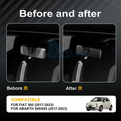 Interior Rear View Mirror Cover Carbon Fiber for Fiat 500 Abarth 595/695 2017-23 - detail view 3