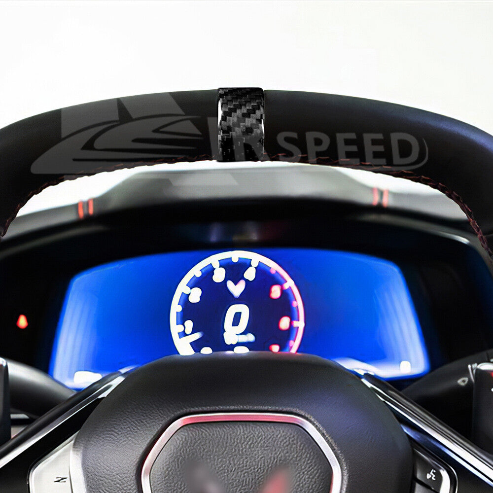 HARD Carbon Fiber Car Steering Wheel Ring Cover For Corvette C8 2020-2023 BLACK