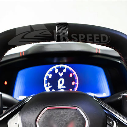 HARD Carbon Fiber Car Steering Wheel Ring Cover For Corvette C8 2020-2023 BLACK