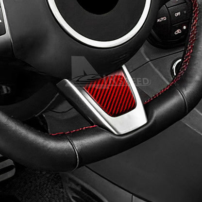 Red Carbon Steering Wheel Interior Chin Sticker for FIAT 500 Abarth 595 2012-15 - detail view 8