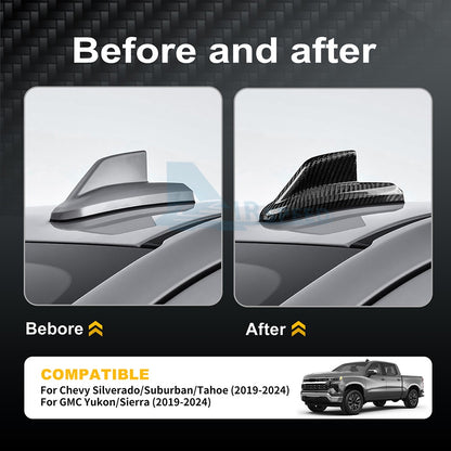 For Chevy Silverado Tahoe Suburban 2019-2024 HARD Carbon Fiber Car Atenna Cover