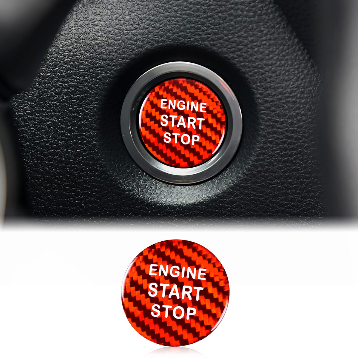 Toyota Lexus 070 Red Solid Carbon Fiber One Touch Start Sticker - product view