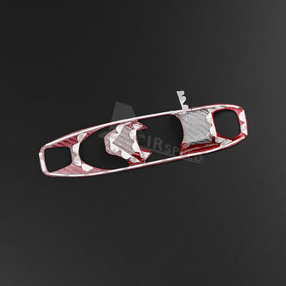 REAL HARD For Corvette C8 20-23 Carbon Fiber Red Gear Shifter Frame Panel Cover