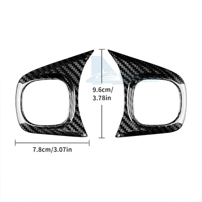 Steering Wheel Button Cover Real Hard Black Carbon Fiber For Fiat 500 2020-2023 - detail view