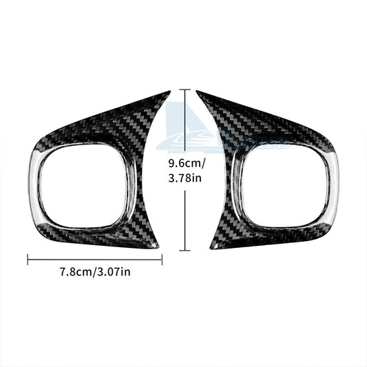 Steering Wheel Button Cover Real Hard Black Carbon Fiber For Fiat 500 2020-2023 - detail view
