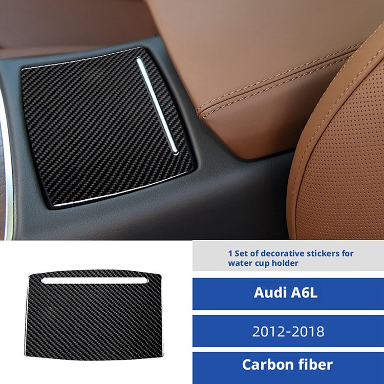 For Audi A6 A7 S6 S7 12-18 Water Cup Holder Cover Plate Trim Black Carbon Fiber（U.S. Stock）