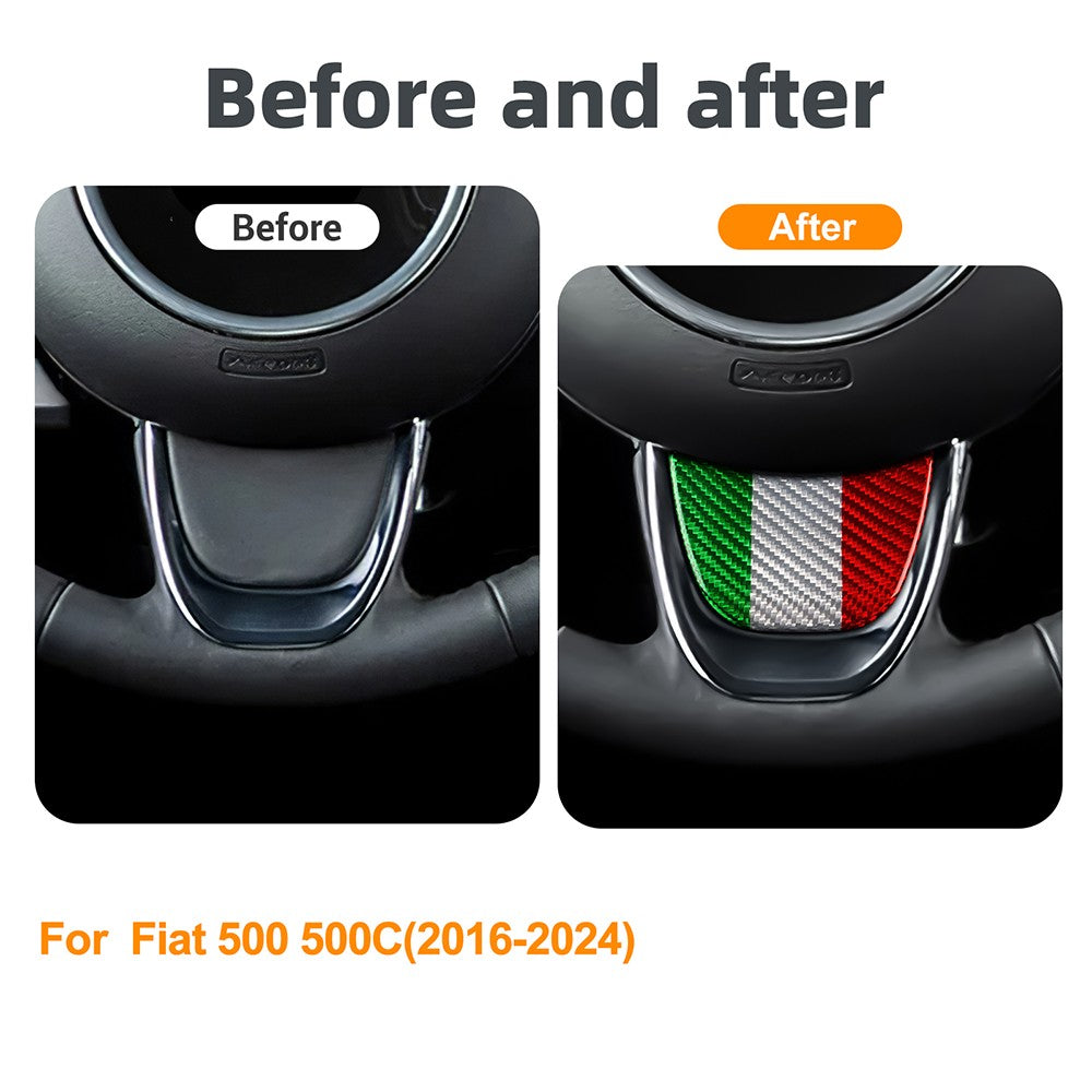 Italy Color Hard Carbon Steering Bottom Trim For Fiat 500 500C 2016-2024 - detail view 6