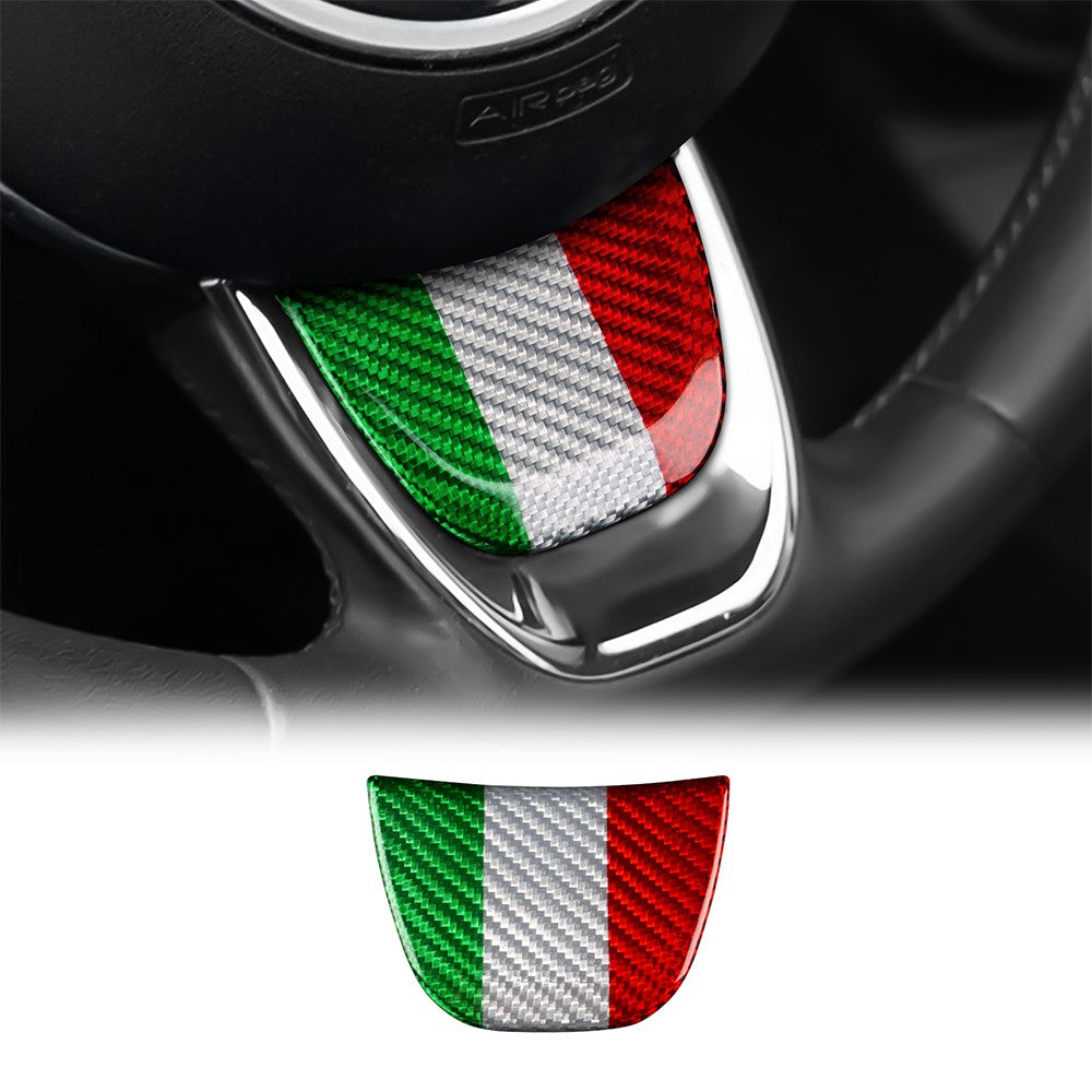 Italy Color Hard Carbon Steering Bottom Trim For Fiat 500 500C 2016-2024 - detail view 3