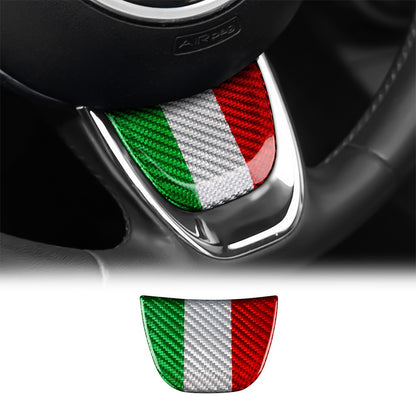 Italy Color Hard Carbon Steering Bottom Trim For Fiat 500 500C 2016-2024 - detail view 3