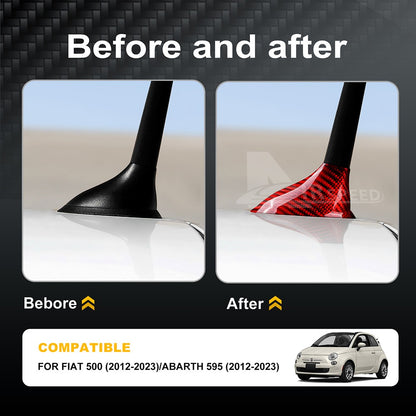 RED HARD Carbon Fiber Antenna Cover Sticker for FIAT 500 Abarth 595 2012-2023 - detail view 5