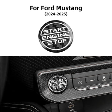 Real Hard Carbon Fiber Keyless Engine Push Start Button Cover Ford Mustang 24-25