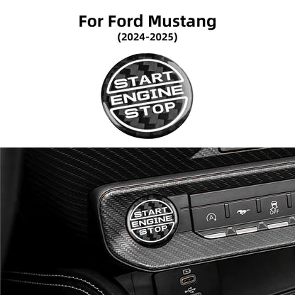 Real Hard Carbon Fiber Keyless Engine Push Start Button Cover Ford Mustang 24-25 - product view